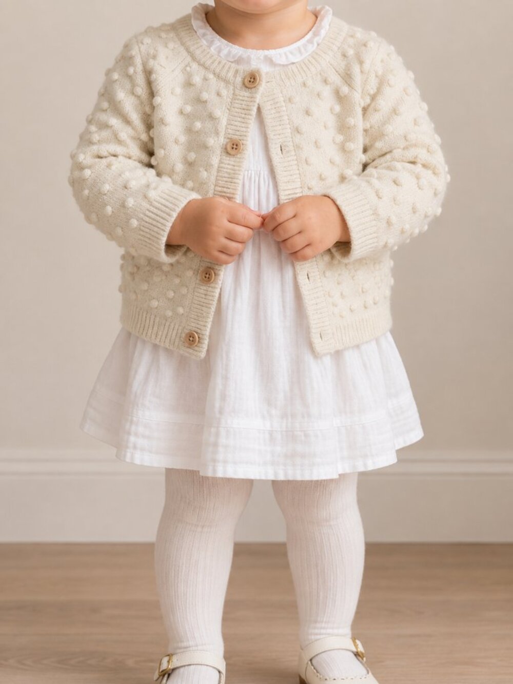 Petit Bateau Baby Wool Blend Cardigan 12M Cream Bobble Knit